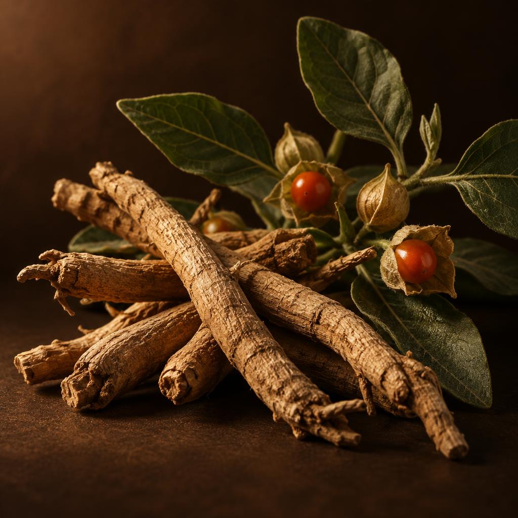 Ashwagandha roots, leaves, and berries