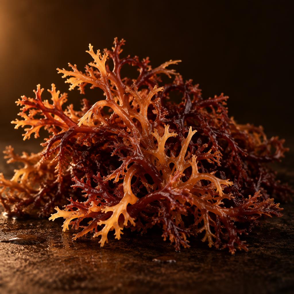 Red and golden Irish sea moss fronds
